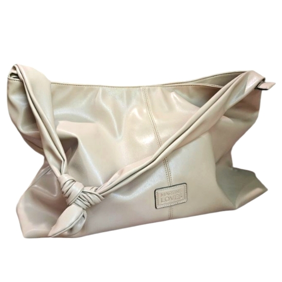 MARTINE LOVES Vegan Leather Large Slouchy Hobo Bag In Bone/beige. NWOT - Picture 1 of 16